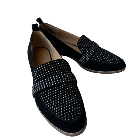 Crown Vintage Lorina Black Cow Suede Studded Loafer - Picture 3 of 10